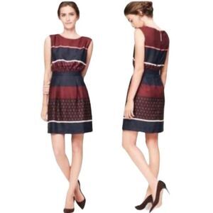 LOFT Striped Multicolor Fit and Flare Sleeveless Lined Dress Size 4